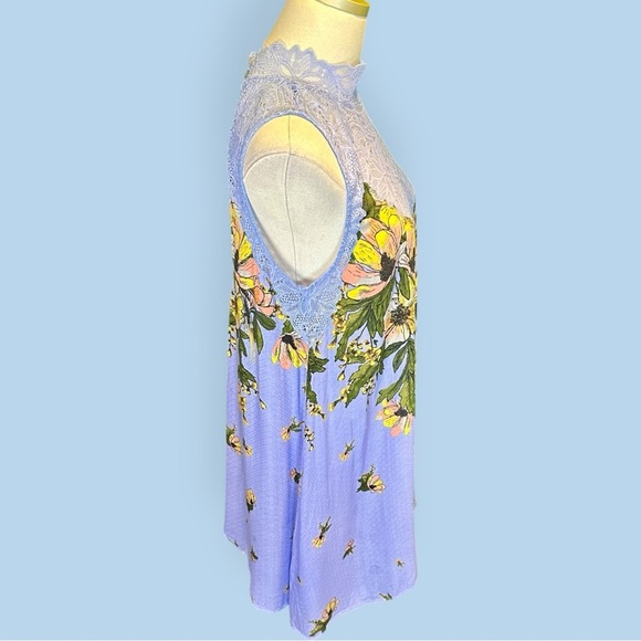 Free People ‘Marsha’ Printed Lace Slip Dress in “Periwinkle Sky” Size Large - Picture 15 of 16